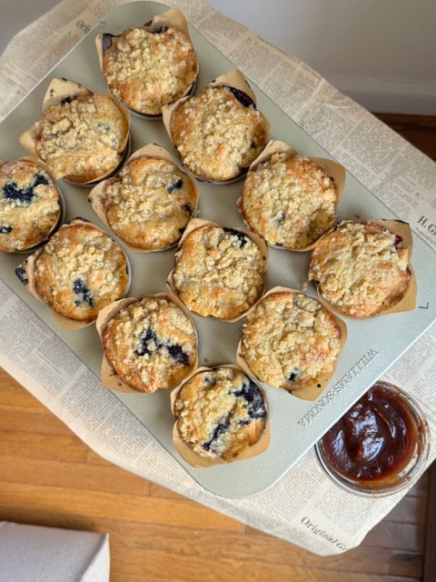Lemmon Blueberry Crumble Sourdough Muffins