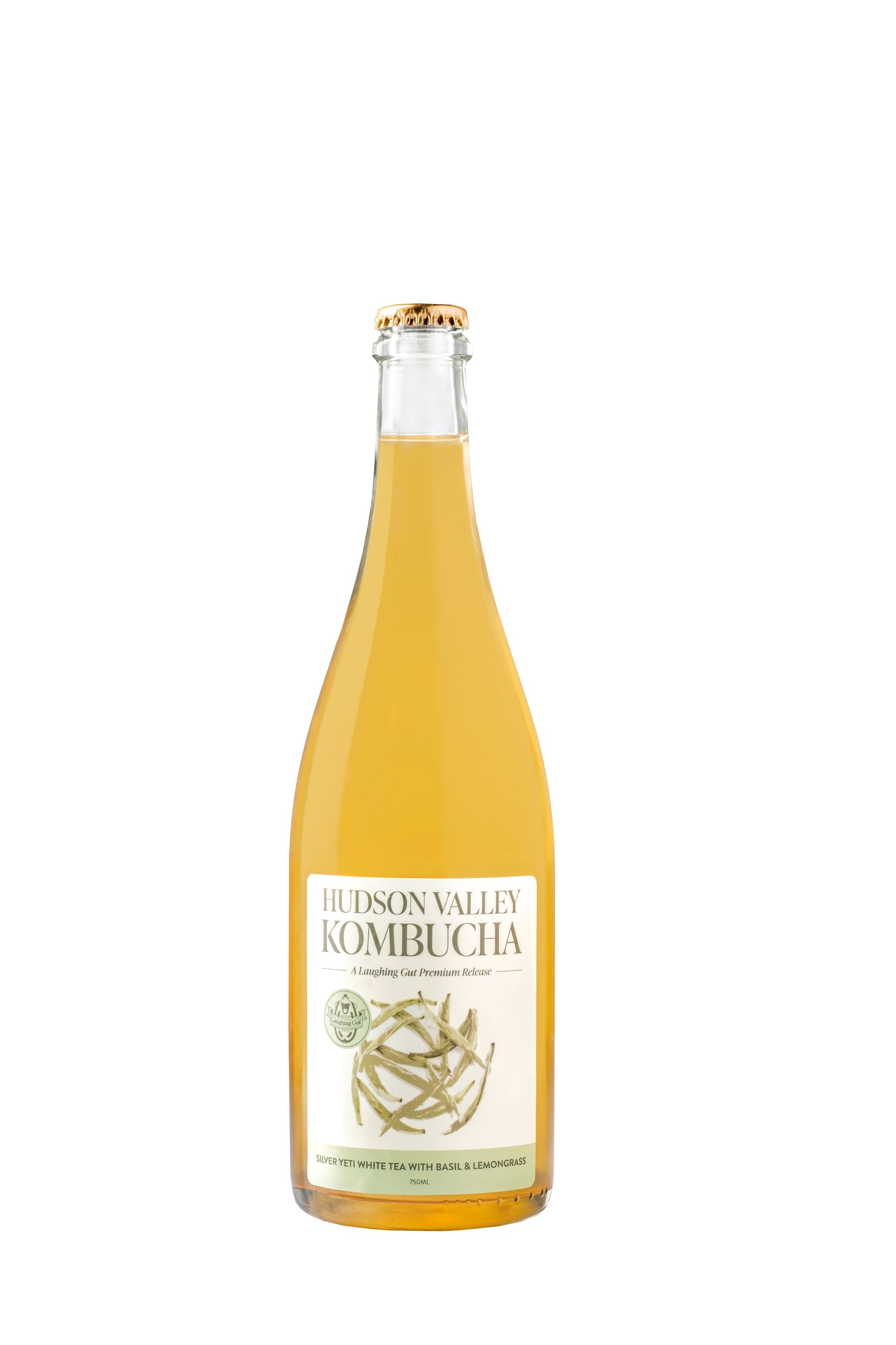 Specialty Big Kombucha Bottle - Silver Yeti White Tea With Basil and Lemongrass