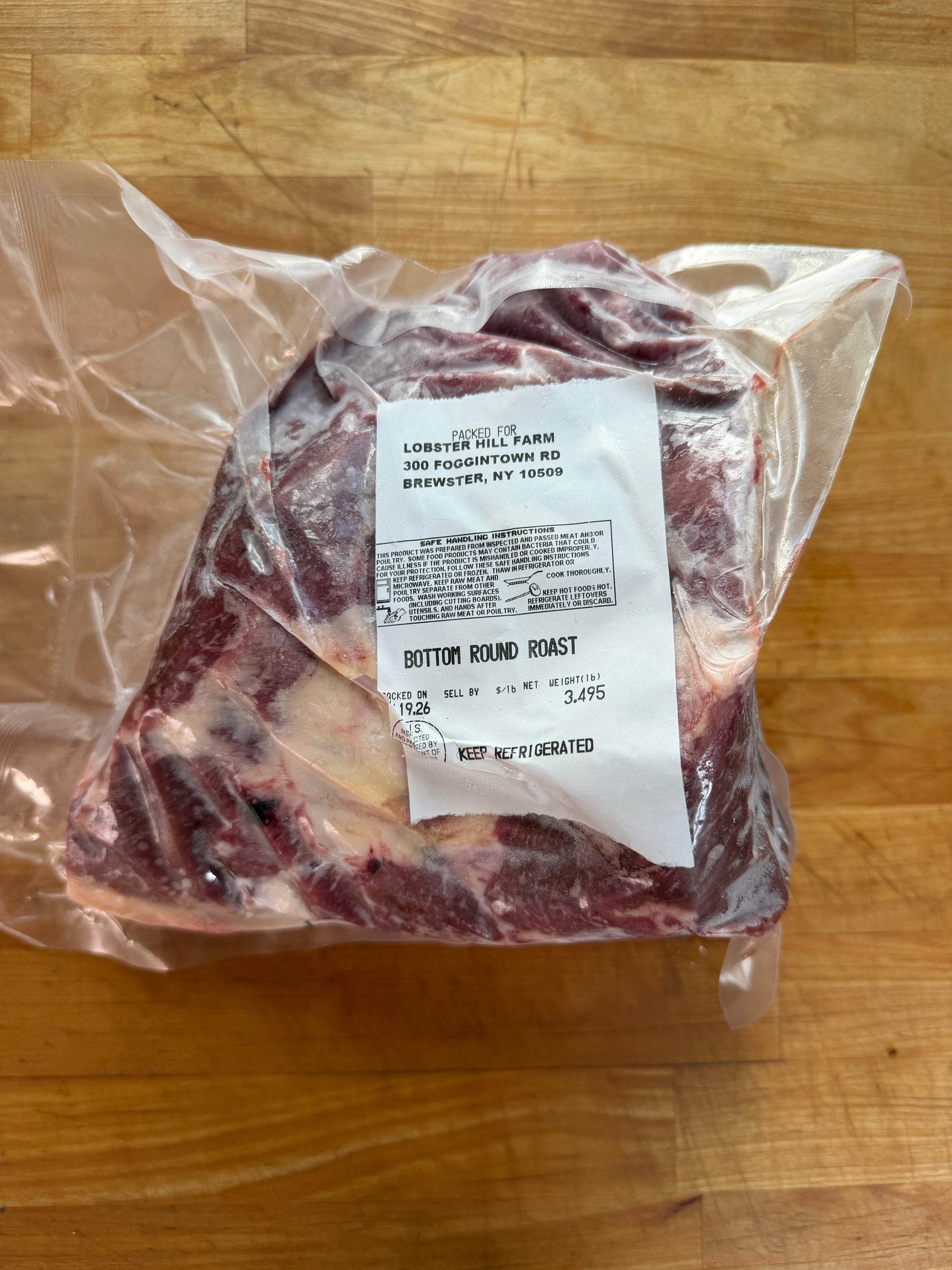 Beef - Bottom Round Roast - 3.34lbs