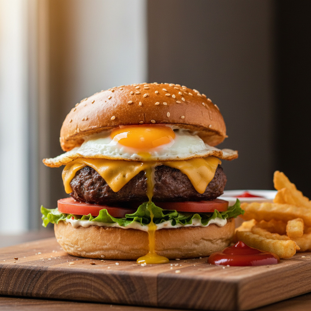 Duck Egg Burger Night Meal