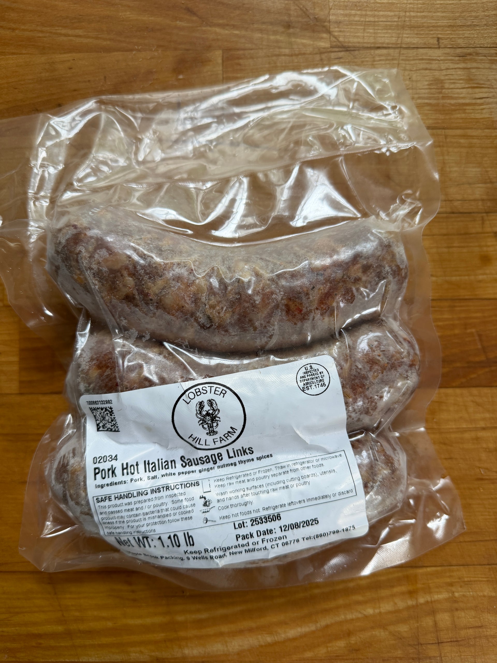 Hot Italian Sausage - Pork - Link - 1lb